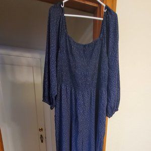 NWT Madewell Lucie Tie-Back Long-Sleeve Jumpsuit - Blue and Black, Plus Size 20W